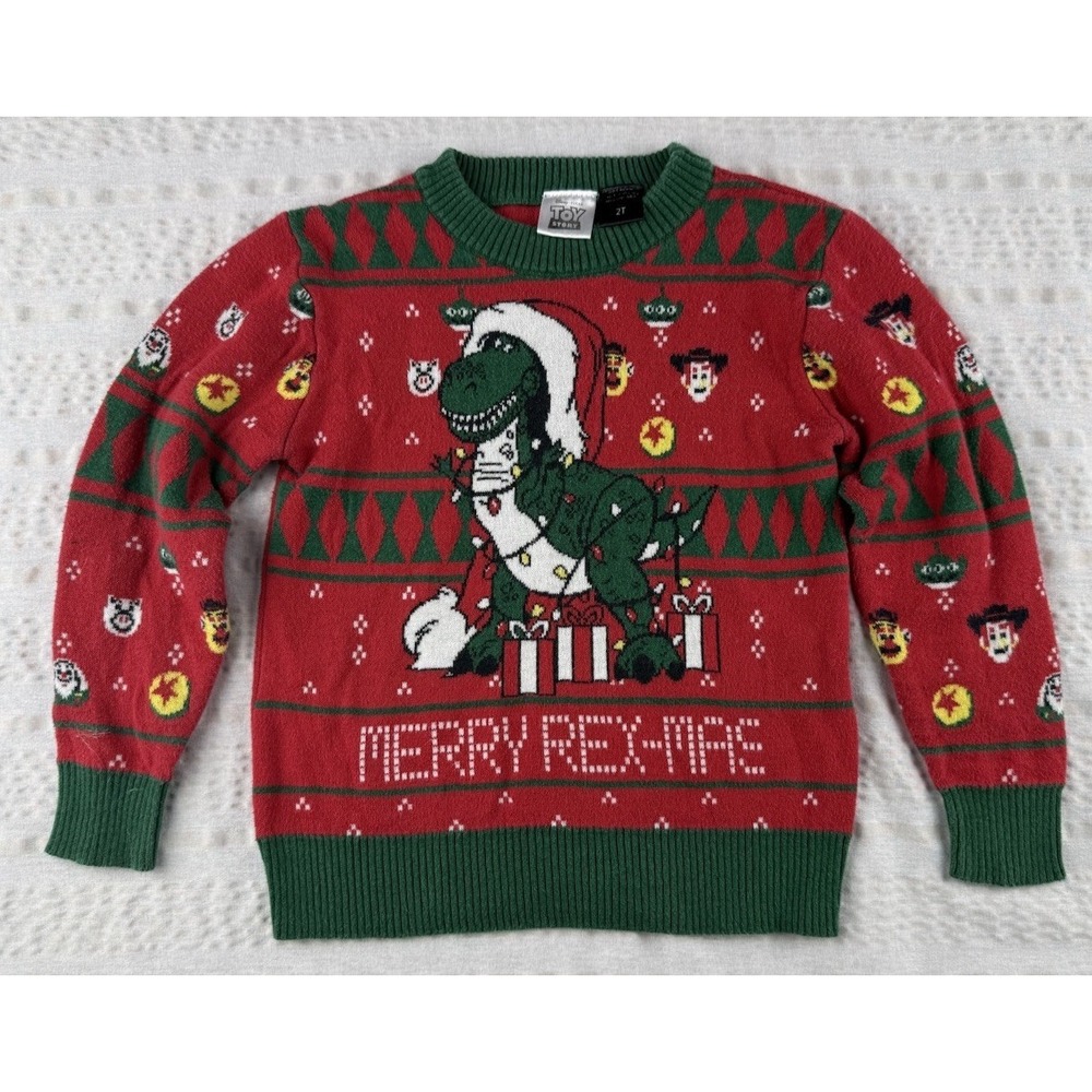 Toy Story Christmas Sweater Kids 2T Rex Merry Rexmas Disney Pixar